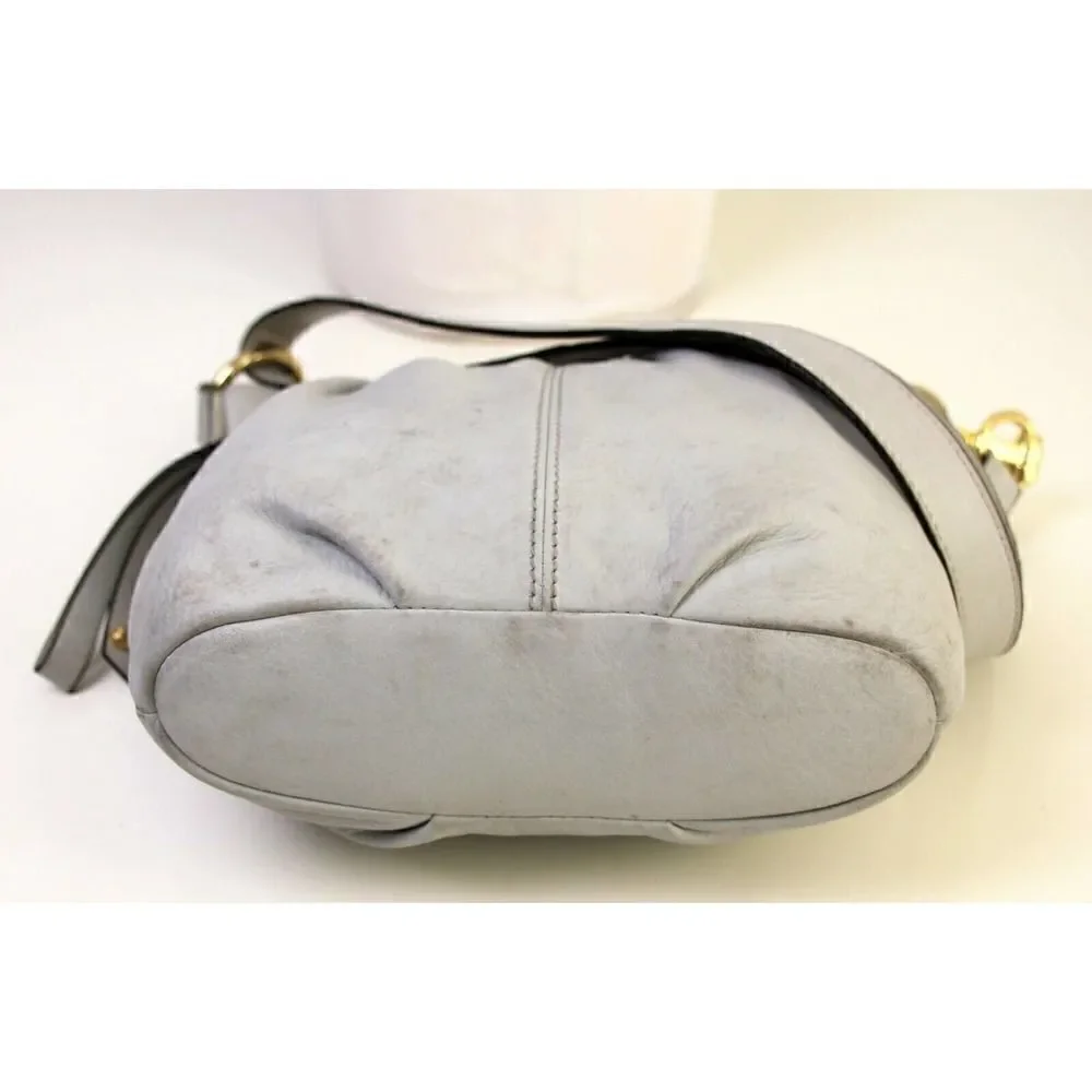 B. Makowsky LIGHT GRAY GENUINE LEATHER X-BODY PURSE SHOULDER BAG HANDBAG POUCH